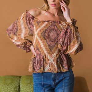 Boho Rainbow Woven Top